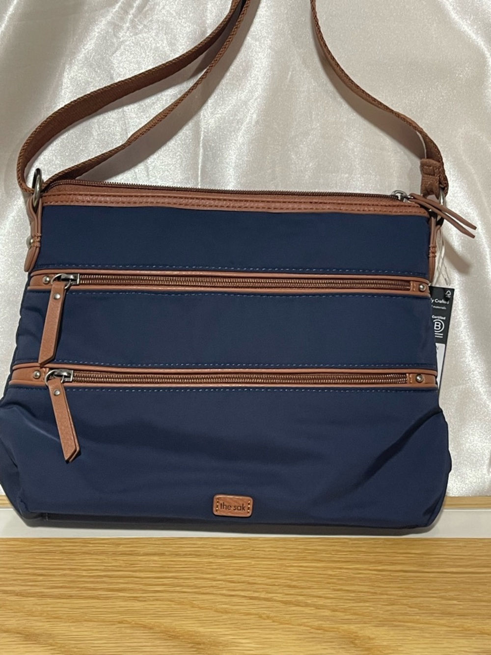 The Sak “Esperanto”Nylon Navy Blue /Tan Trim /Crossbody Bag  /Travel Bag